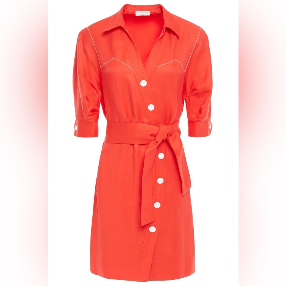 Sandro Kunga Shirt Dress Orange - Picture 2 of 6